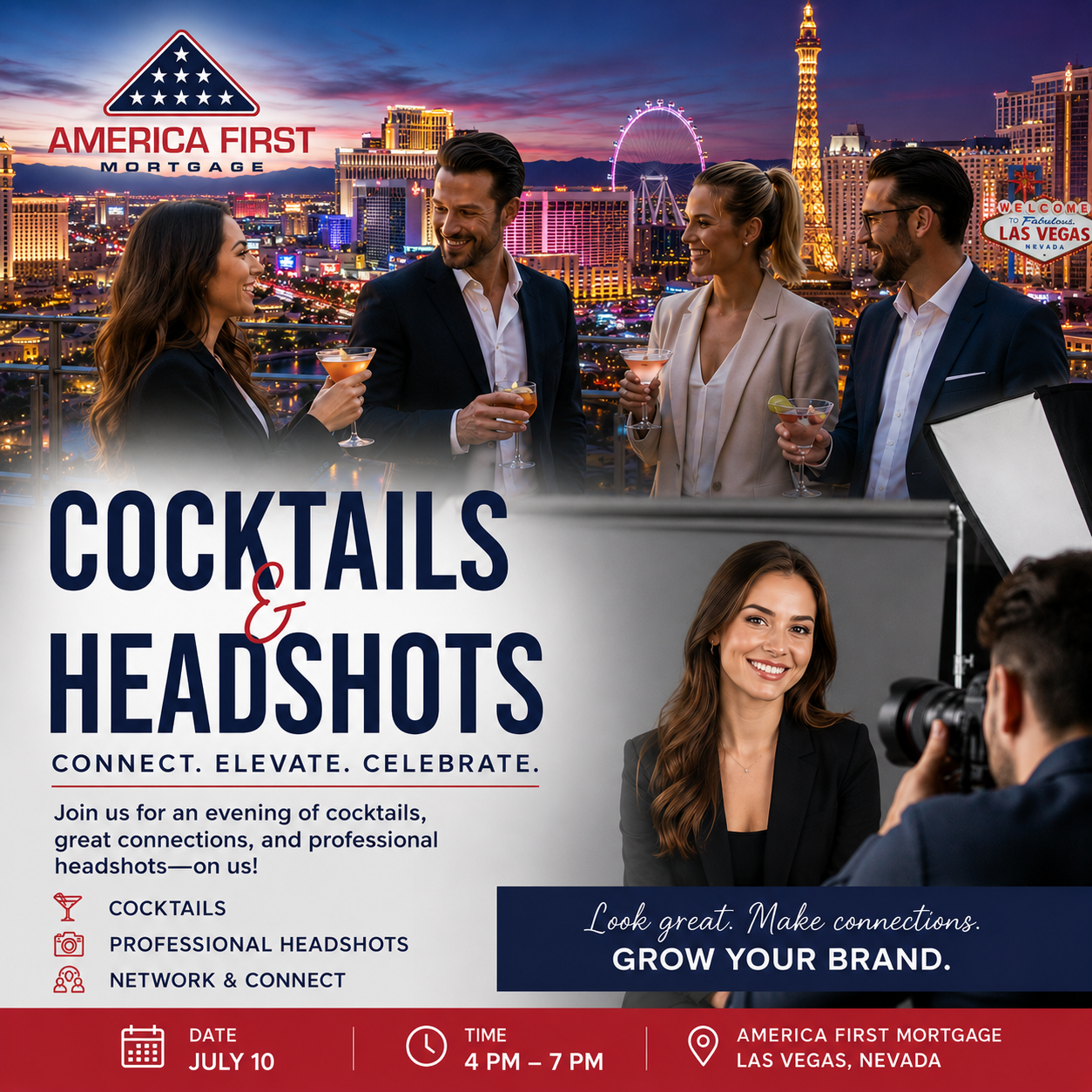 Cocktails & Headshots event - America First Mortgage, Las Vegas